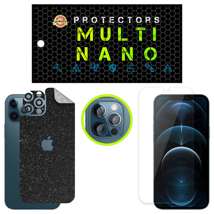 محافظ صفحه نمایش مولتی نانو مدل X-SLFG مناسب برای گوشی موبایل اپل iPhone 12 Pro به همراه برچسب پوششی پشت و محافظ لنز دوربین