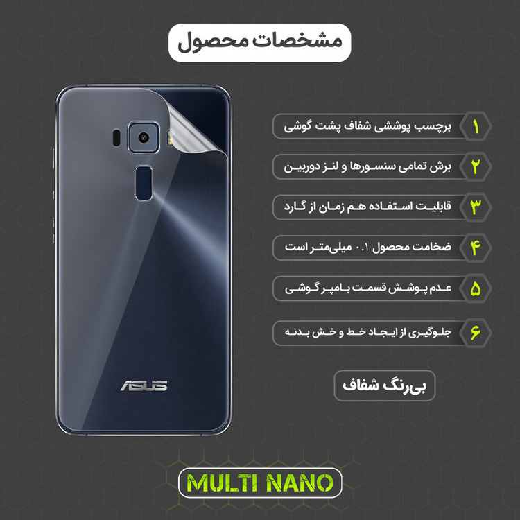محافظ صفحه نمایش مولتی نانو مدل X-SFT مناسب برای گوشی موبایل ایسوس Zenfone 3 / 5.5 IN / ZE552KL به همراه محافظ پشت