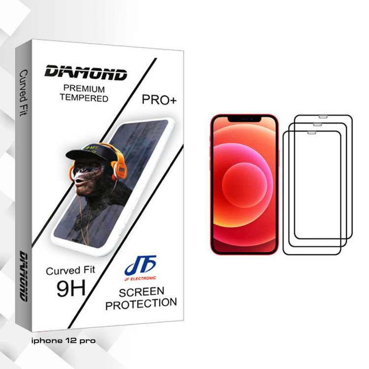 محافظ صفحه نمایش جی اف مدل Diamond glass مناسب برای گوشی موبایل اپل iPhone 12 Pro بسته 3 عددی