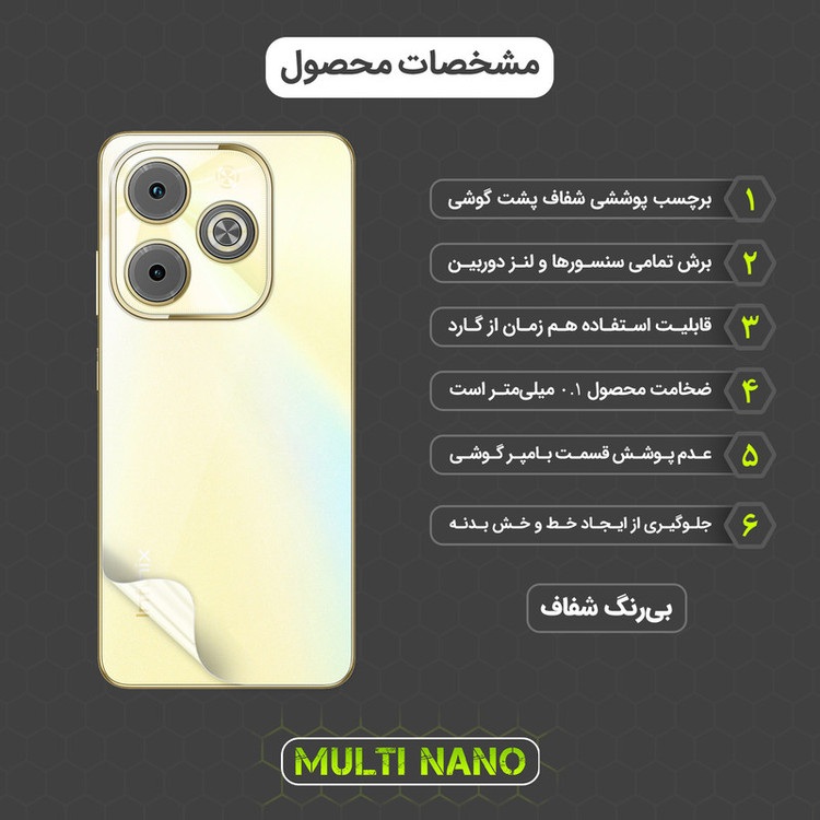 محافظ صفحه نمایش مولتی نانو مدل X-SFT مناسب برای گوشی موبایل انفینیکس Hot 40i به همراه محافظ پشت گوشی