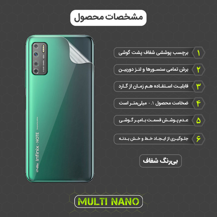 محافظ صفحه نمایش مولتی نانو مدل X-SFT مناسب برای گوشی موبایل انفینیکس Note 7 Lite به همراه محافظ پشت گوشی
