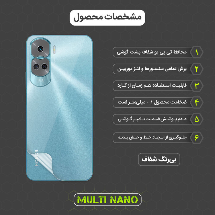 محافظ صفحه نمایش مولتی نانو مدل X-SFT مناسب برای گوشی موبایل آنر 90 Lite به همراه محافظ پشت