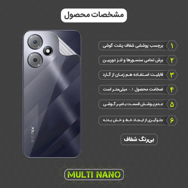 محافظ صفحه نمایش مولتی نانو مدل X-SFT مناسب برای گوشی موبایل اینفینیکس Hot 30 Play NFC به همراه محافظ پشت