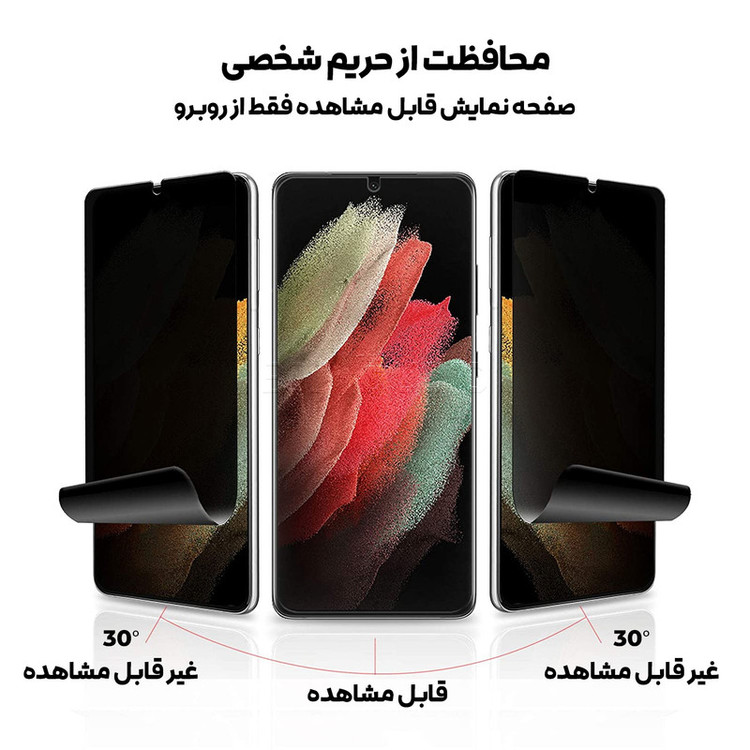 محافظ صفحه نمایش حریم شخصی بادیگارد مدل HydroGel مناسب برای گوشی موبایل سامسونگ Galaxy S21 Ultra