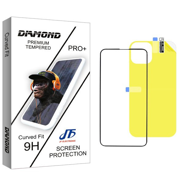 محافظ صفحه نمایش شیشه ای جی اف مدل Diamond مناسب برای گوشی موبایل اپل iPhone 13 pro Max به همراه محافظ پشت گوشی