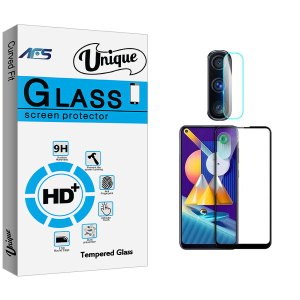 محافظ صفحه نمایش ای اف اس مدل Unique Glass مناسب برای گوشی موبایل سامسونگ Galaxy M11 به همراه محافظ لنز گوشی