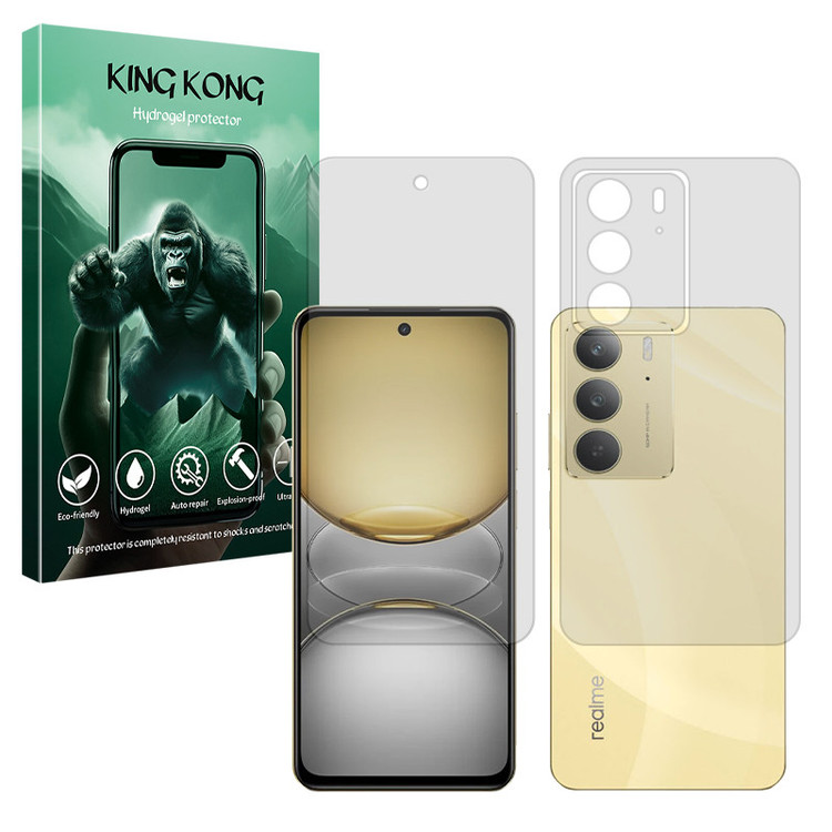 محافظ صفحه نمایش شفاف کینگ کونگ مدل Tough مناسب برای گوشی موبایل ریلمی C75 به همراه محافظ پشت گوشی