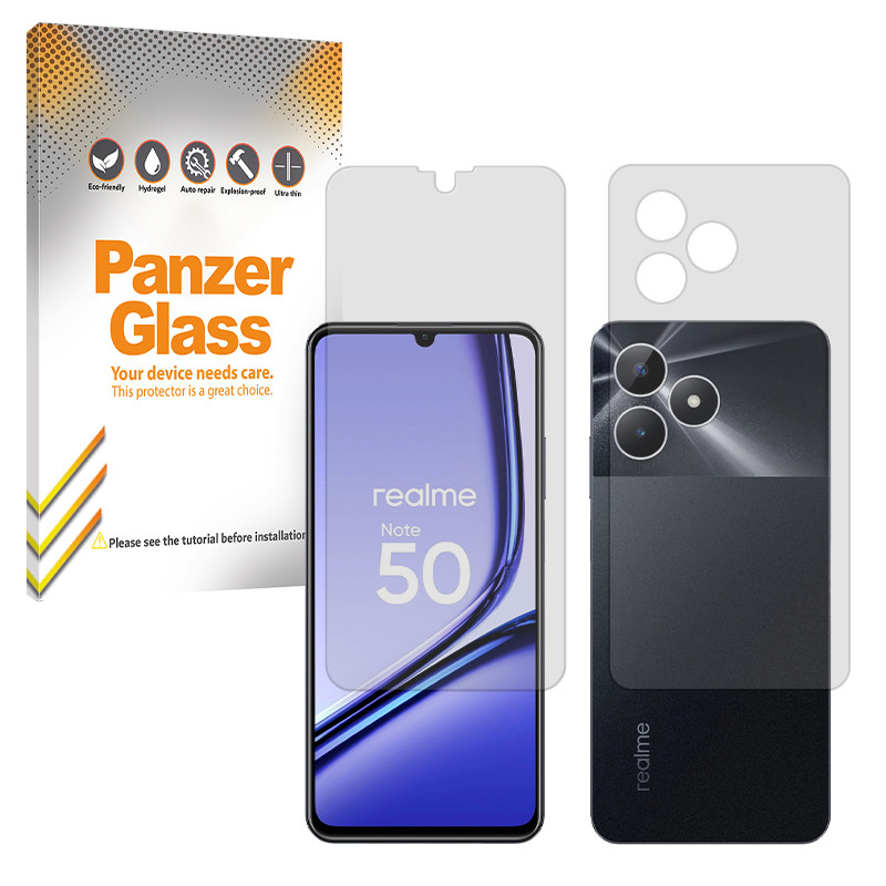 محافظ صفحه نمایش شفاف پنزر گلس مدل Resistant مناسب برای گوشی موبایل ریلمی Note 50 به همراه محافظ پشت گوشی