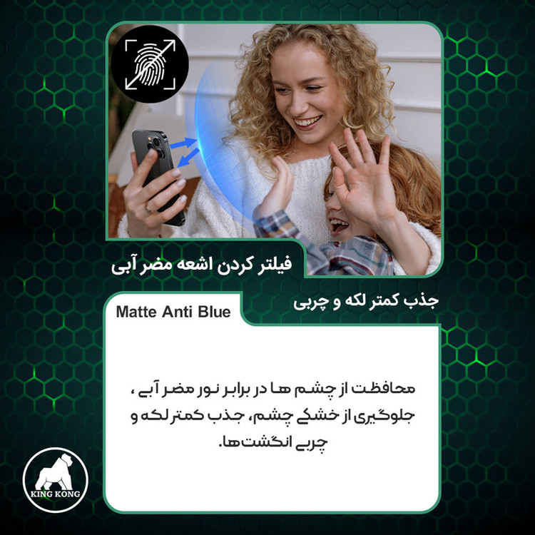 محافظ صفحه نمایش مات آنتی بلو کینگ کونگ مدل Tough مناسب برای گوشی موبایل ریلمی Note 50