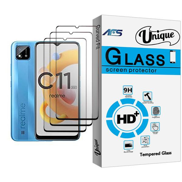 محافظ صفحه نمایش ای اف اس مدل Unique Glass MIX003 مناسب برای گوشی موبایل ریلمی C11 (2021) بسته سه عددی