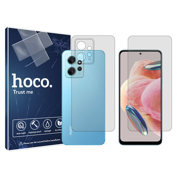 محافظ صفحه نمایش شفاف هوکو مدل HyGEL مناسب برای گوشی موبایل شیائومی Redmi Note 12 4G به همراه محافظ پشت گوشی