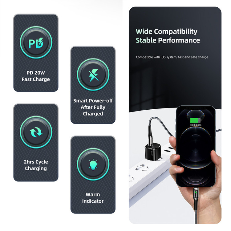 کابل تبدیل USB-C به لایتنینگ مدل US-SJ518 طول 1.2 متر