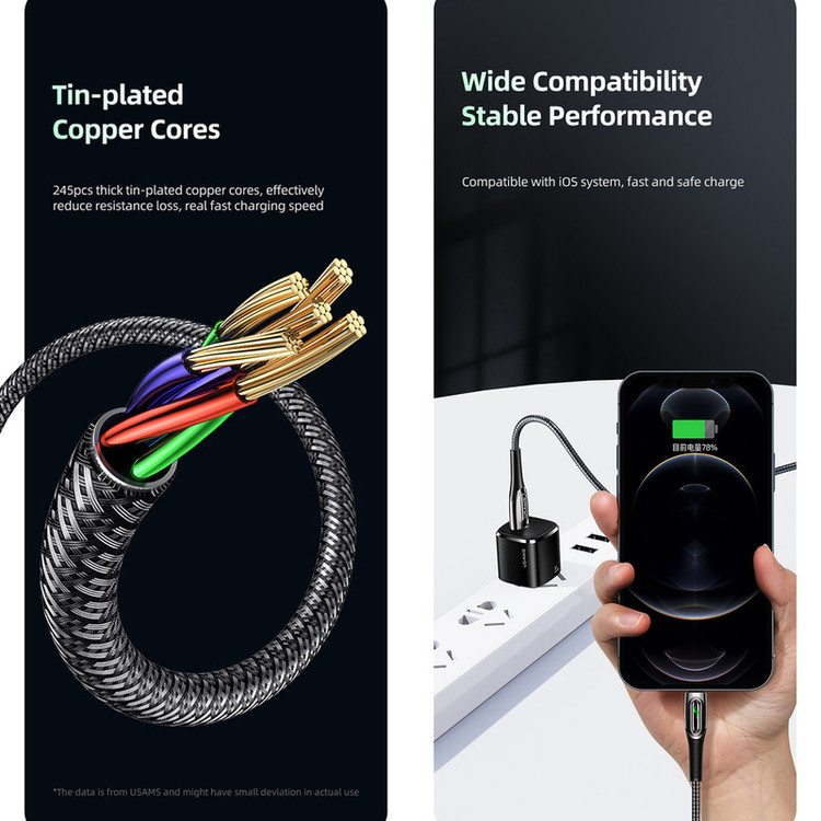 کابل تبدیل USB-C به لایتنینگ مدل US-SJ518 طول 1.2 متر