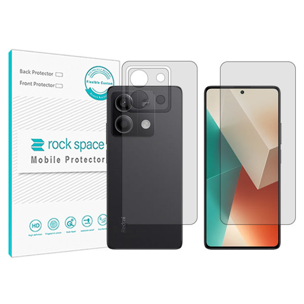محافظ صفحه نمایش شفاف راک اسپیس مدل HyGEL مناسب برای گوشی موبایل شیائومی Redmi Note 13 به همراه محافظ پشت