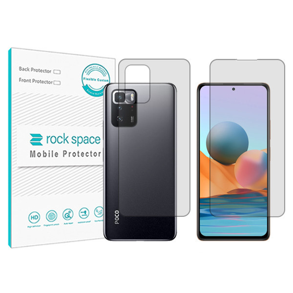 محافظ صفحه نمایش شفاف راک اسپیس مدل HyGEL مناسب برای گوشی موبایل شیائومی Poco X3 GT به همراه محافظ پشت
