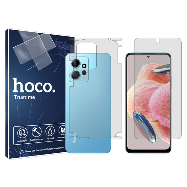 محافظ صفحه نمایش شفاف هوکو مدل HyGEL مناسب برای گوشی موبایل شیائومی Redmi Note 12 4G به همراه محافظ پشت گوشی