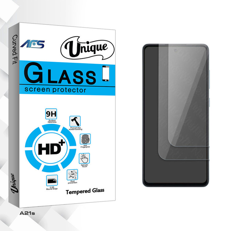 محافظ صفحه نمایش شیشه ای ای اف اس مدل Unique Glass مناسب برای گوشی موبایل سامسونگ A21s بسته دو عددی