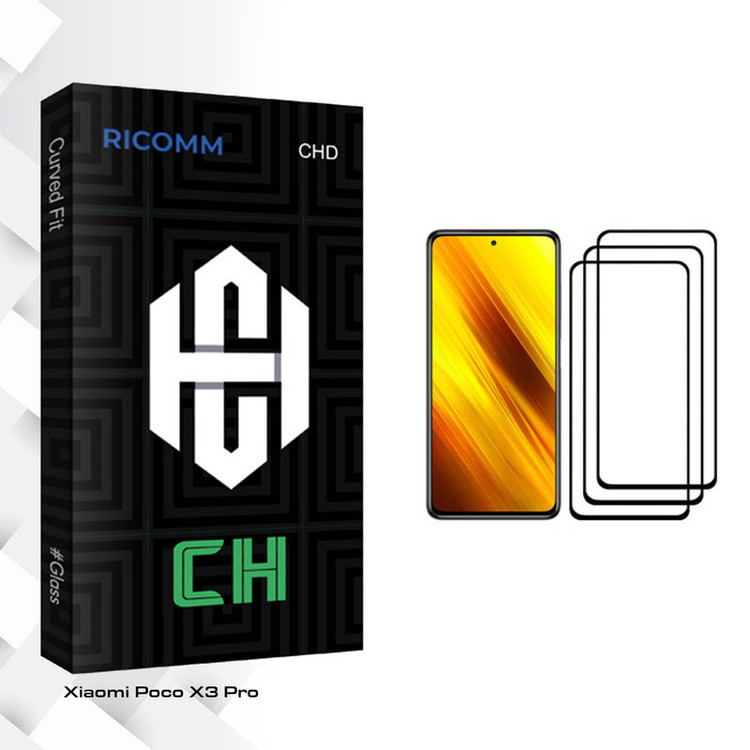 محافظ صفحه نمایش ریکام مدل CH glass مناسب برای گوشی موبایل شیائومی Poco X3 Pro بسته سه عددی