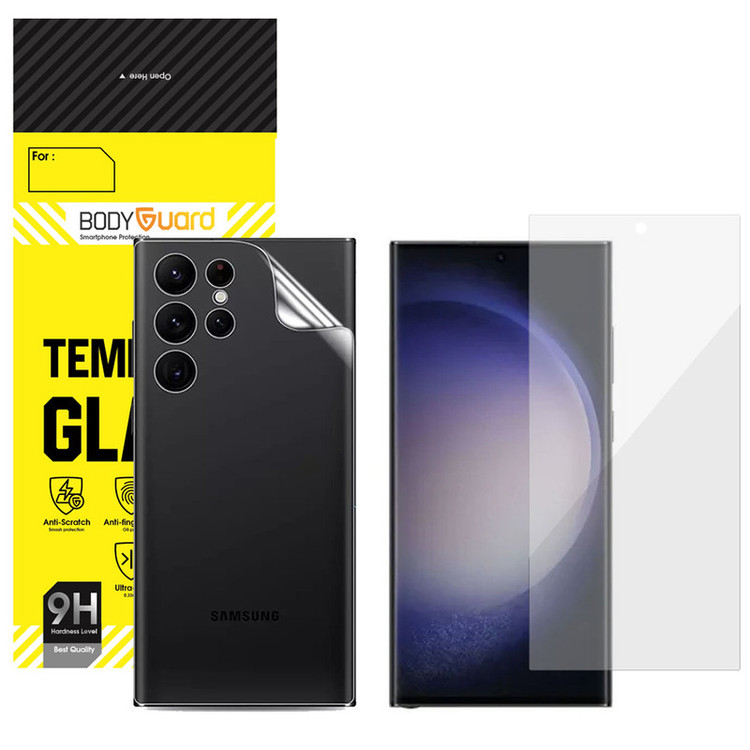 محافظ صفحه نمایش مات بادیگارد مدل HydroGel مناسب برای گوشی موبایل سامسونگ Galaxy S23 Ultra به همراه محافظ پشت