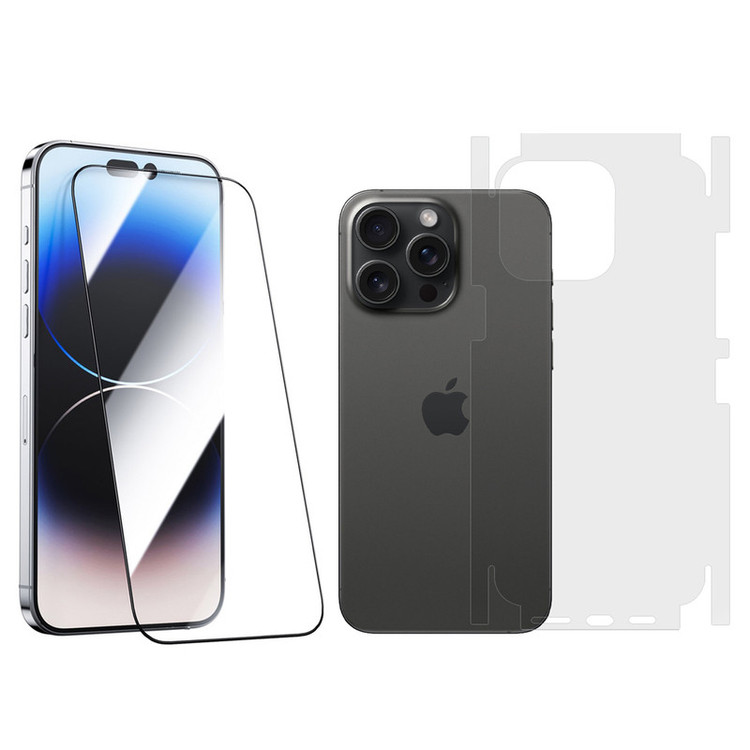 محافظ صفحه نمایش بادیگارد مدل HighGss مناسب برای گوشی موبایل اپل iPhone 15 Pro Max به همراه محافظ پشت گوشی