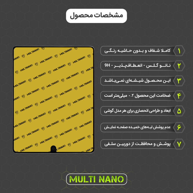 محافظ صفحه نمایش مولتی نانو مدل X-S1N مناسب برای تبلت اپل iPad Gen 3 9.7