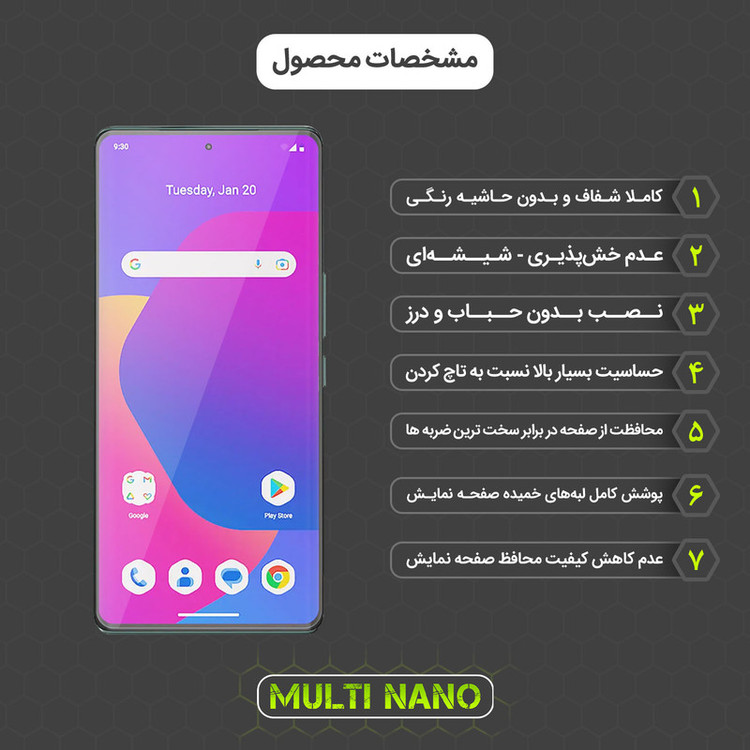 محافظ صفحه نمایش مولتی نانو مدل UVL مناسب برای گوشی موبایل داریا Bond 5G