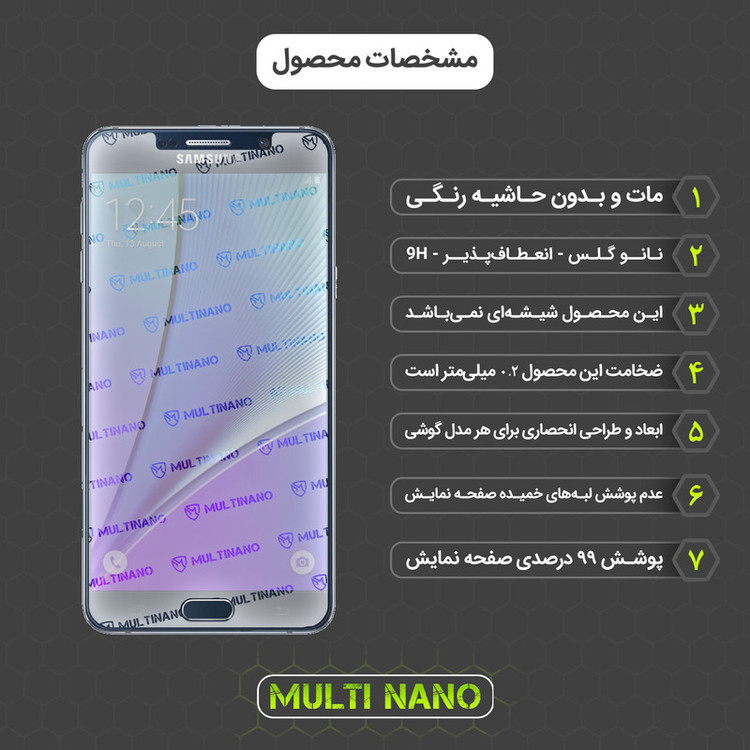 محافظ صفحه نمایش مات مولتی نانو مدل X-S1M مناسب برای گوشی موبایل سامسونگ Galaxy Note 5
