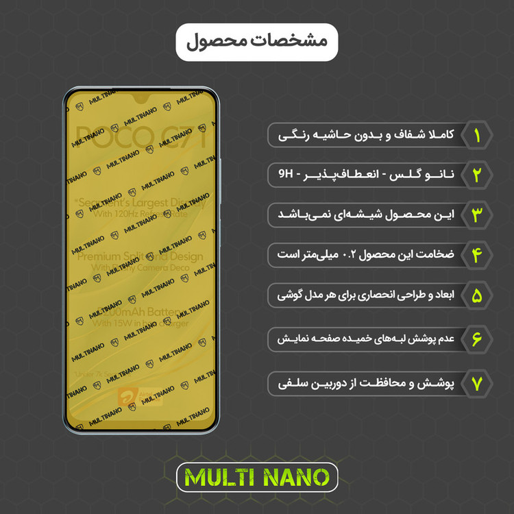 محافظ صفحه نمایش شفاف مولتی نانو مدل X-S1N مناسب برای گوشی موبایل شیائومی Poco C71
