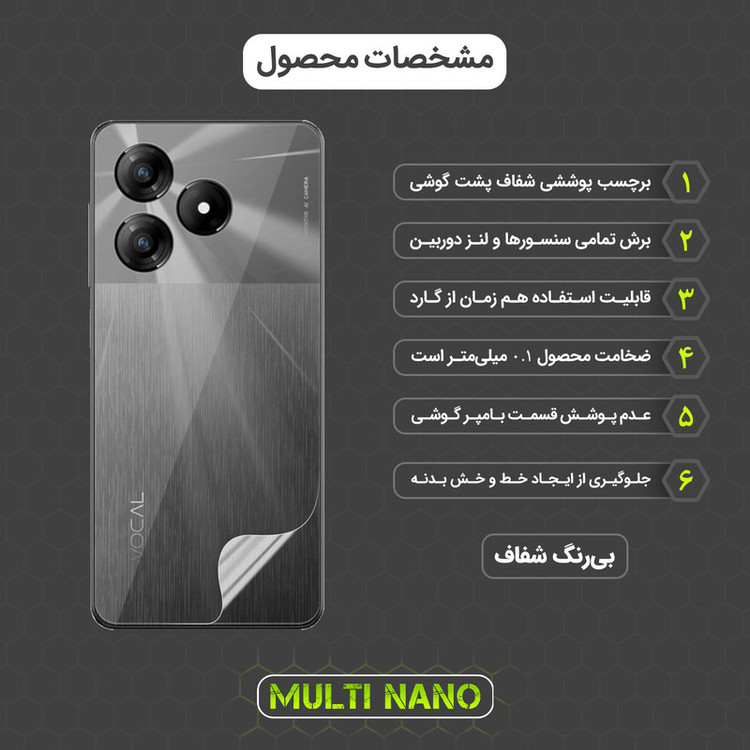 محافظ پشت گوشی مولتی نانو مدل X-F1T مناسب برای گوشی موبایل وکال V11