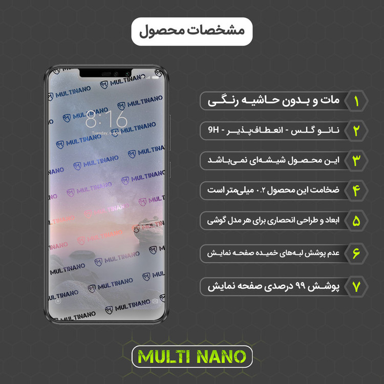 محافظ صفحه نمایش مات مولتی نانو مدل X-S1M مناسب برای گوشی موبایل شیائومی Redmi Note 6 Pro