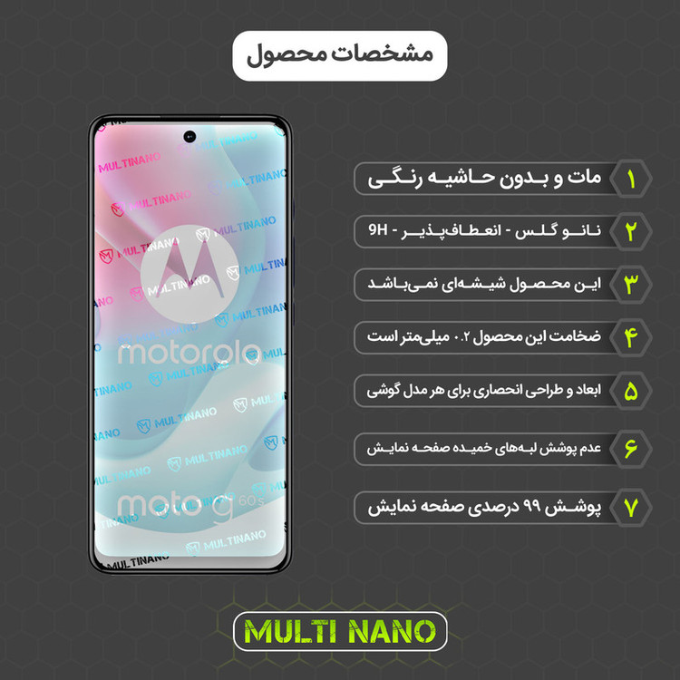 محافظ صفحه نمایش مات مولتی نانو مدل X-S1M مناسب برای گوشی موبایل موتورولا Moto G60S