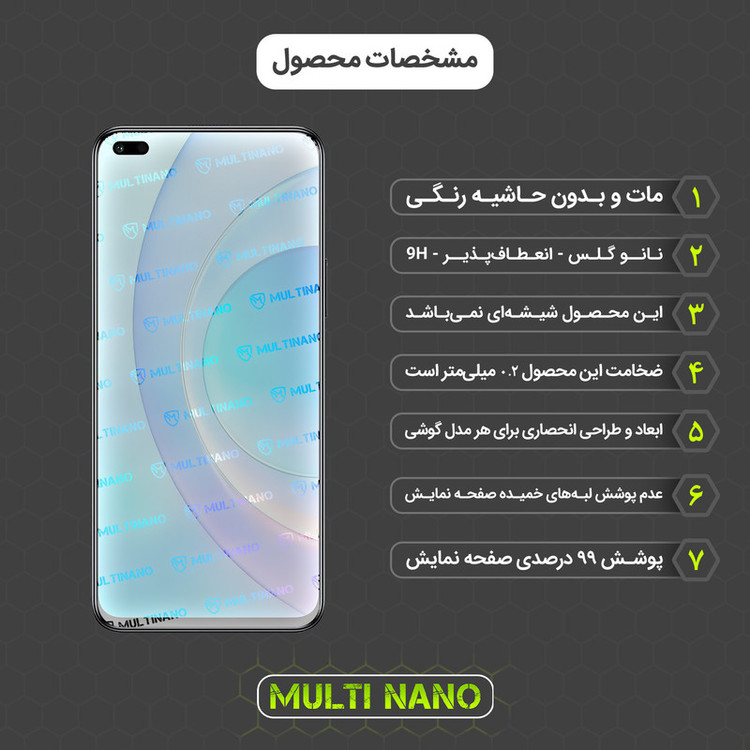 محافظ صفحه نمایش مات مولتی نانو مدل X-S1M مناسب برای گوشی موبایل آنر 50 Lite