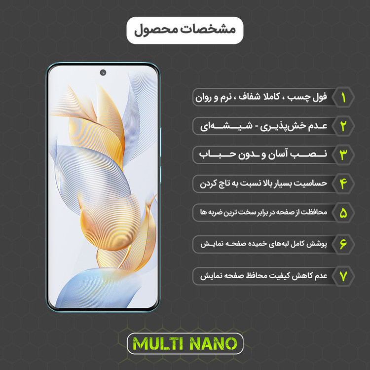 محافظ صفحه نمایش مولتی نانو مدل Full Glue Curved مناسب برای گوشی موبایل آنر 90