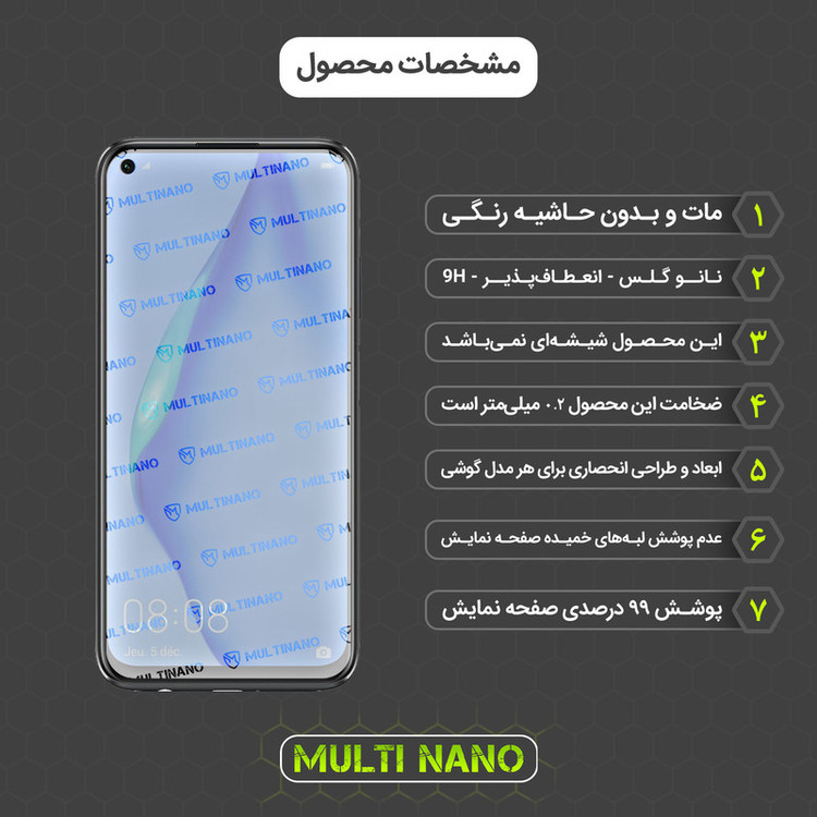 محافظ صفحه نمایش مات مولتی نانو مدل X-S1M مناسب برای گوشی موبایل هوآوی Nova 7i