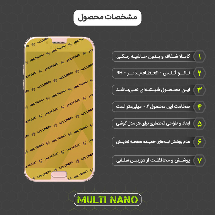 محافظ صفحه نمایش مولتی نانو مدل X-SFT مناسب برای گوشی موبایل سامسونگ Galaxy A7 2017 به همراه محافظ پشت