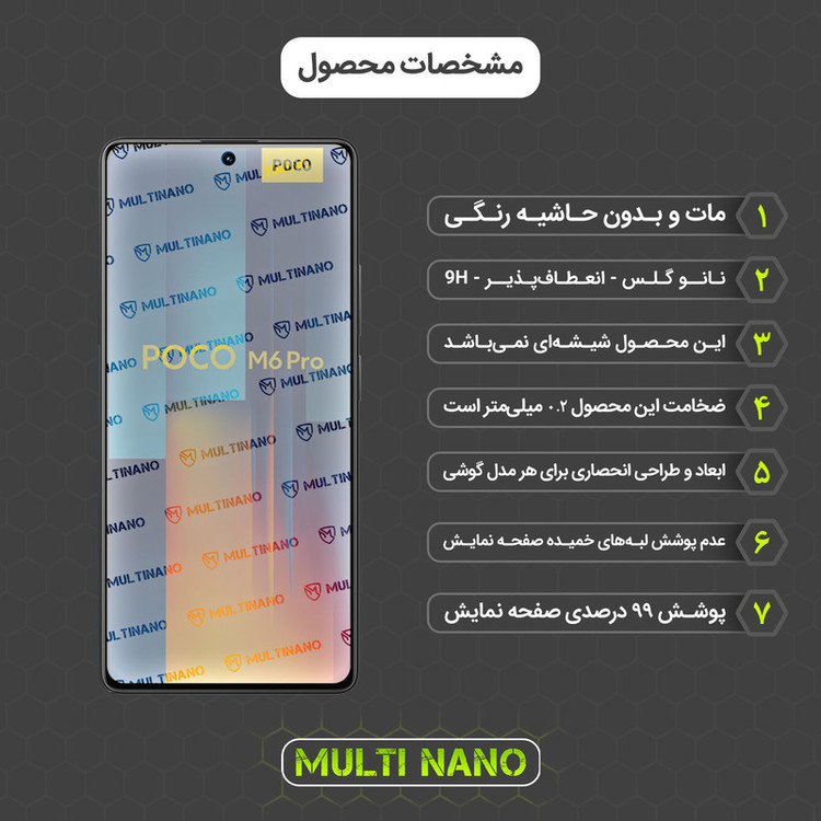 محافظ صفحه نمایش مات مولتی نانو مدل X-S1M مناسب برای گوشی موبایل شیائومی Poco M6 Pro