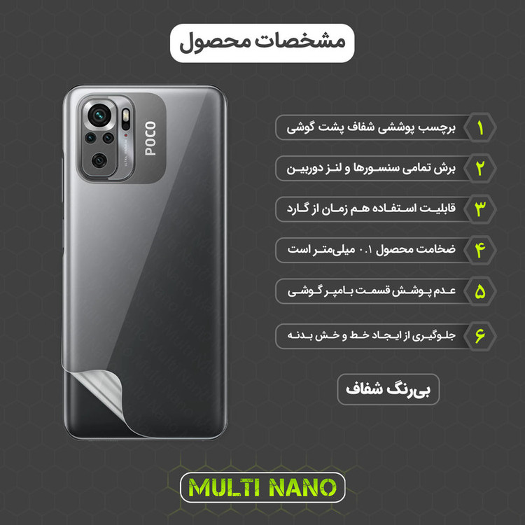 محافظ صفحه نمایش مولتی نانو مدل X-SFT مناسب برای گوشی موبایل شیائومی Poco M5S به همراه محافظ پشت