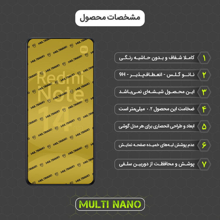 محافظ صفحه نمایش مولتی نانو مدل X-S1N مناسب برای گوشی موبایل شیائومی Redmi Note 14 5G