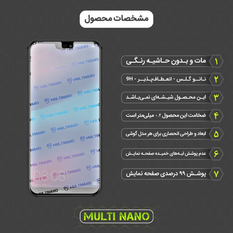 محافظ صفحه نمایش مات مولتی نانو مدل X-S1M مناسب برای گوشی موبایل هوآوی Nova 3E