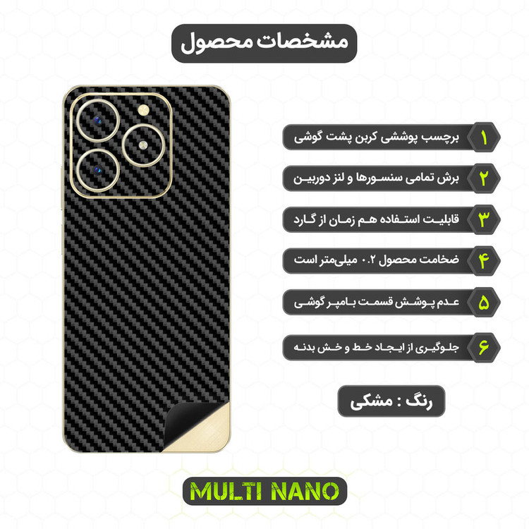 برچسب پوششی مولتی نانو طرح کربن مدل X-F1C مناسب برای گوشی موبایل ریلمی C61