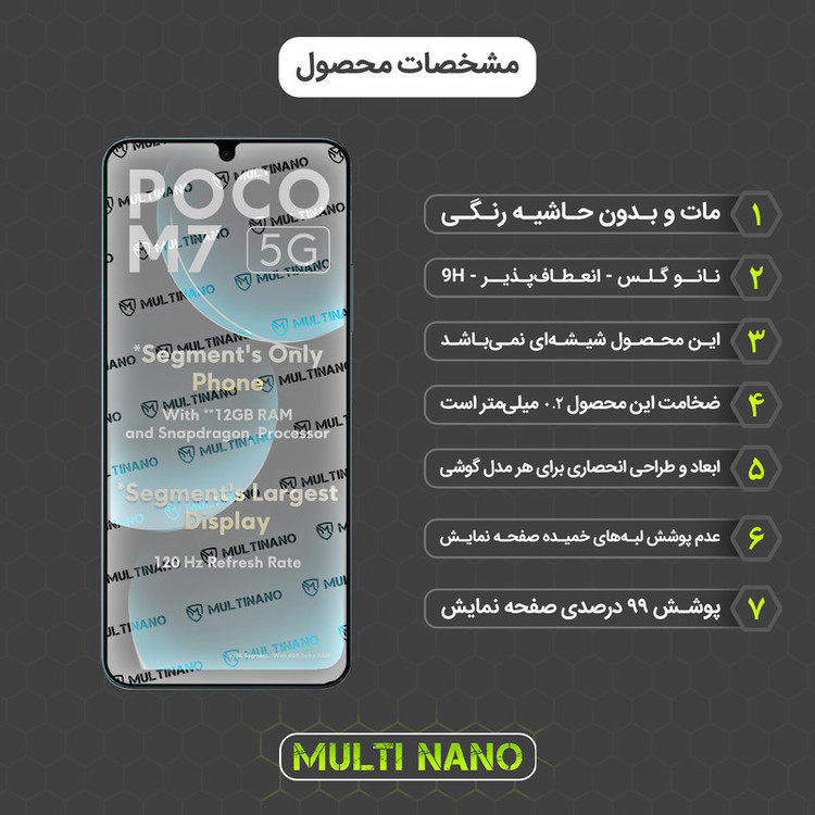 محافظ صفحه نمایش مات مولتی نانو مدل X-S1M مناسب برای گوشی موبایل شیائومی Poco M7