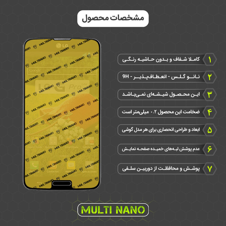 محافظ صفحه نمایش مولتی نانو مدل X-SFT مناسب برای گوشی موبایل ال جی G Pro Lite به همراه محافظ پشت