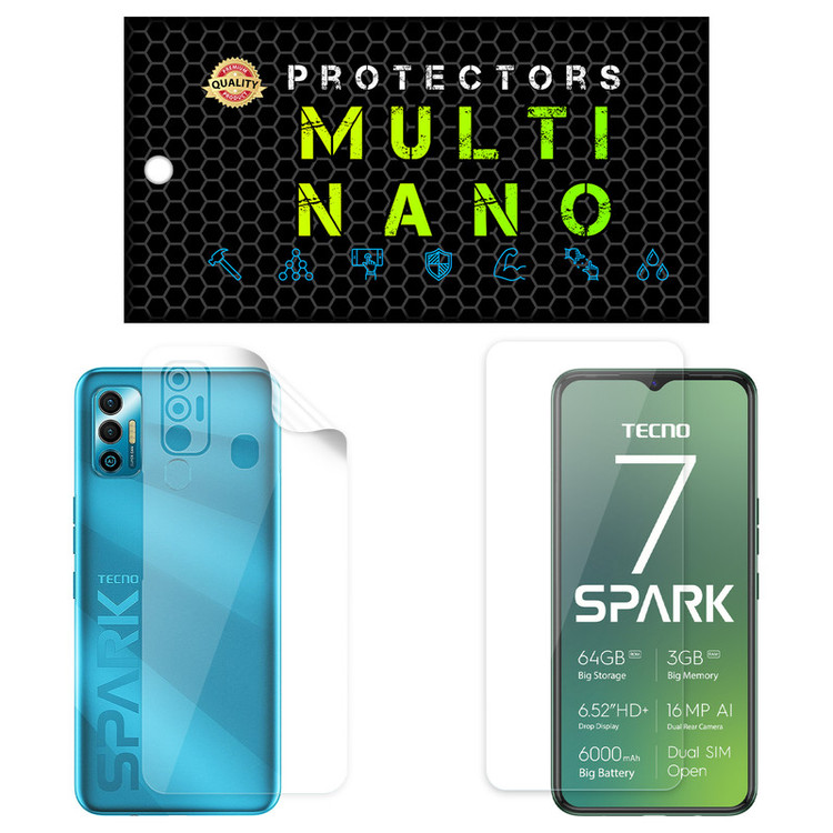 محافظ صفحه نمایش مولتی نانو مدل X-SFT مناسب برای گوشی موبایل تکنو Spark 7 به همراه محافظ پشت