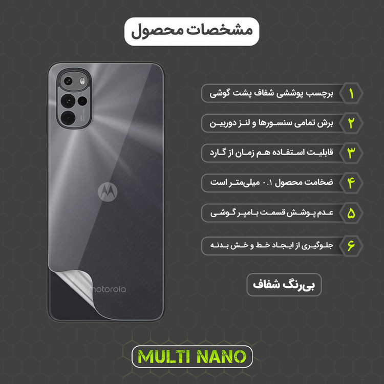 محافظ صفحه نمایش مولتی نانو مدل X-SFT مناسب برای گوشی موبایل موتورولا Moto G22 به همراه محافظ پشت