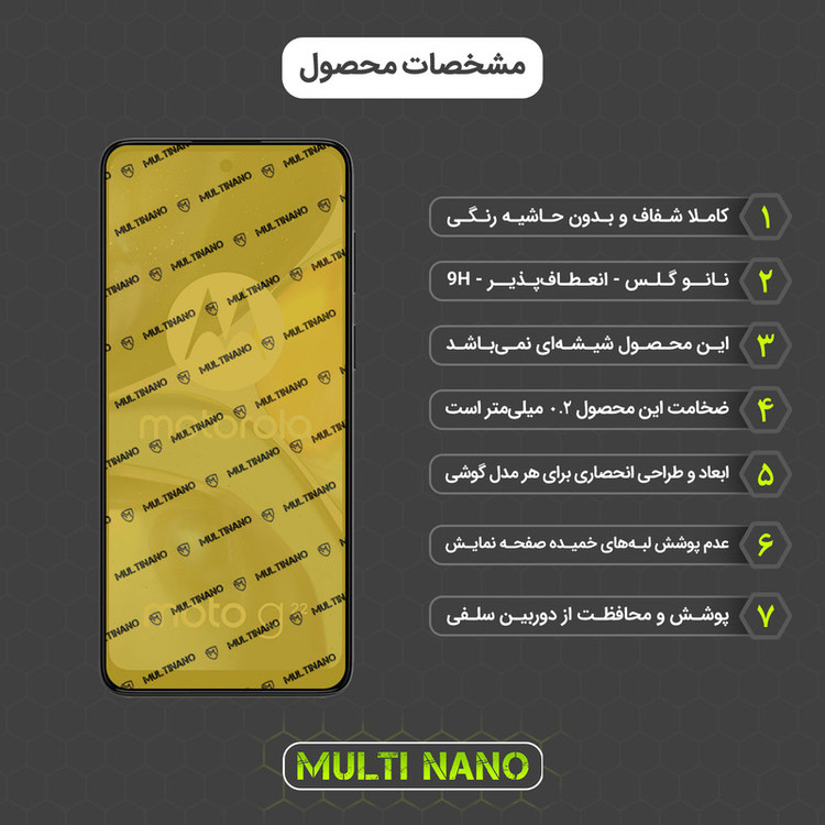 محافظ صفحه نمایش مولتی نانو مدل X-SFT مناسب برای گوشی موبایل موتورولا Moto G22 به همراه محافظ پشت