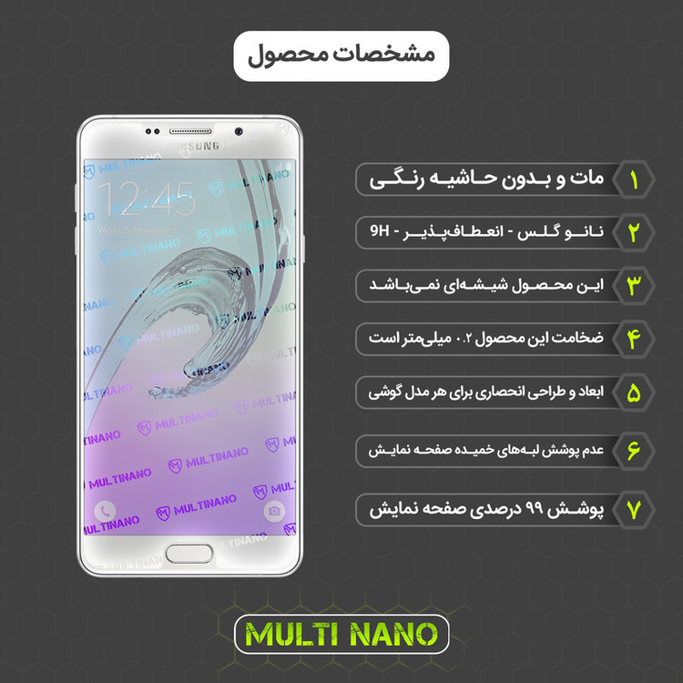 محافظ صفحه نمایش مات مولتی نانو مدل X-S1M مناسب برای گوشی موبایل سامسونگ Galaxy A7 2016