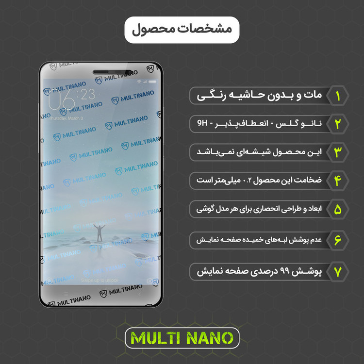 محافظ صفحه نمایش مات مولتی نانو مدل X-S1M مناسب برای گوشی موبایل شیائومی Redmi Note 3