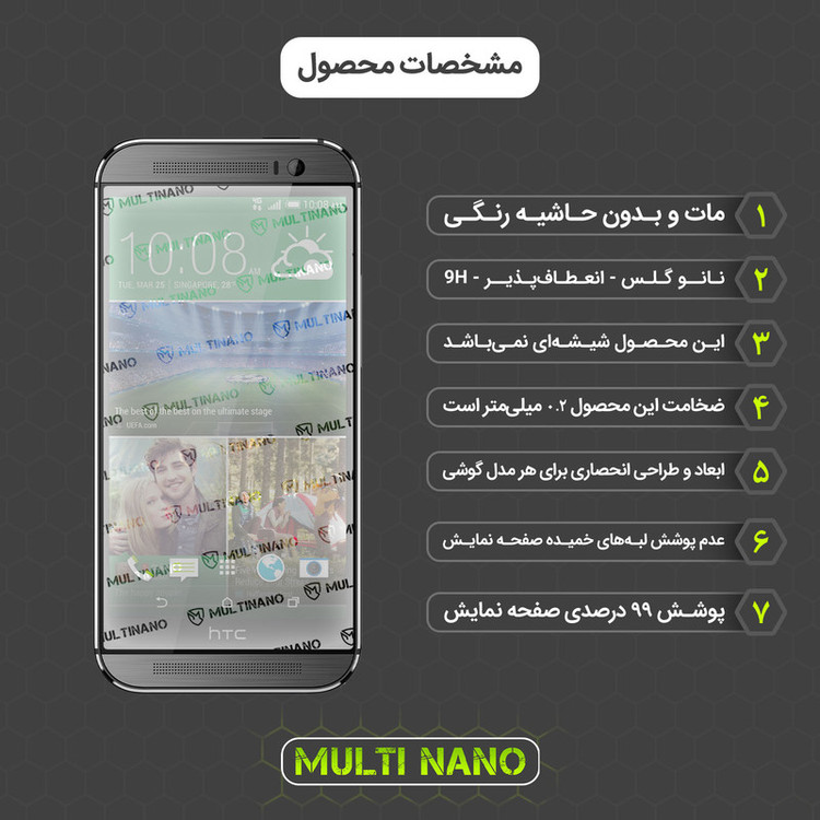 محافظ صفحه نمایش مات مولتی نانو مدل X-S2M مناسب برای گوشی موبایل اچ تی سی One M8 بسته دو عددی