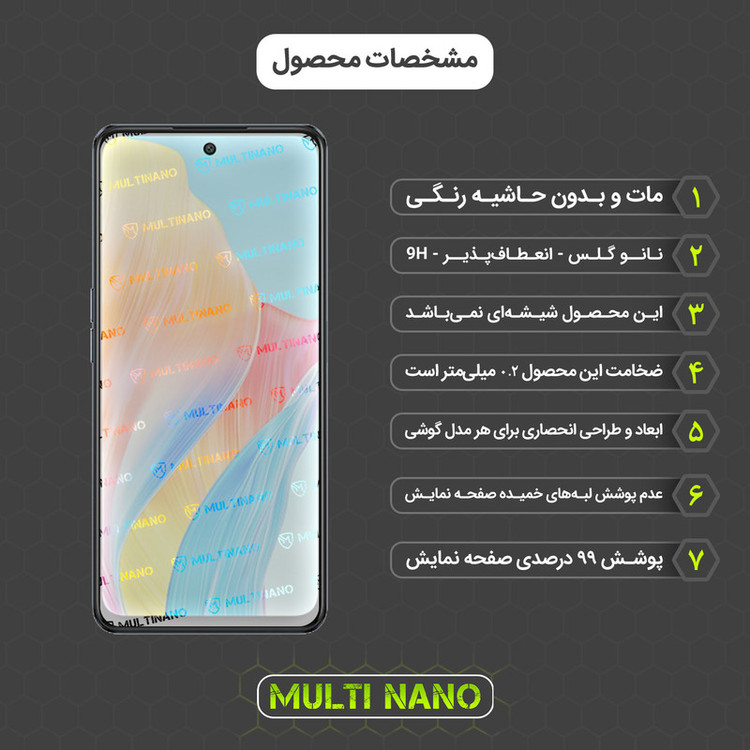 محافظ صفحه نمایش مات مولتی نانو مدل X-S2M مناسب برای گوشی موبایل اوپو A98 بسته دو عددی