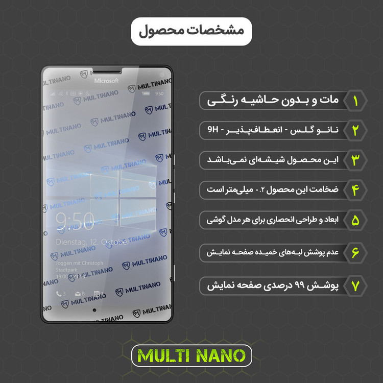 محافظ صفحه نمایش مات مولتی نانو مدل X-S2M مناسب برای گوشی موبایل مایکروسافت Lumia 950 XL بسته دو عددی